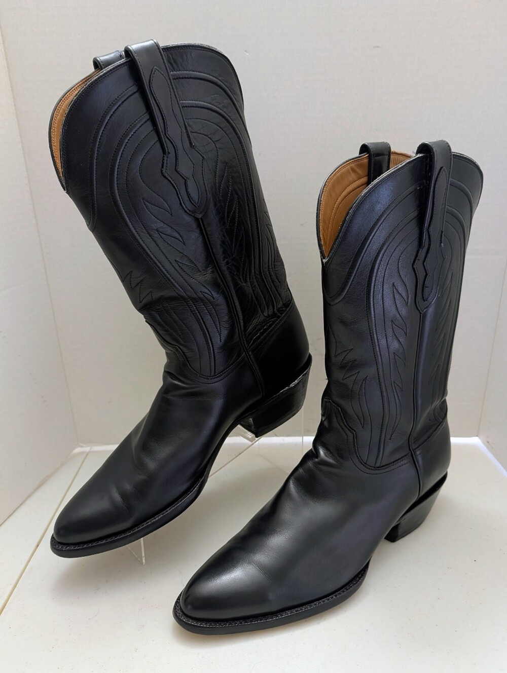 Black Jack Black 10.5 D Ranch Hand Leather Cowboy Boots Handmade Men’s Boots USA